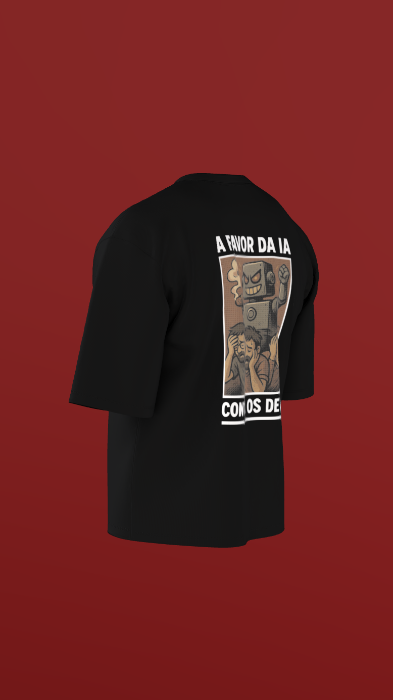 Camiseta Oversized "A Favor da IA, Contra os Devs"