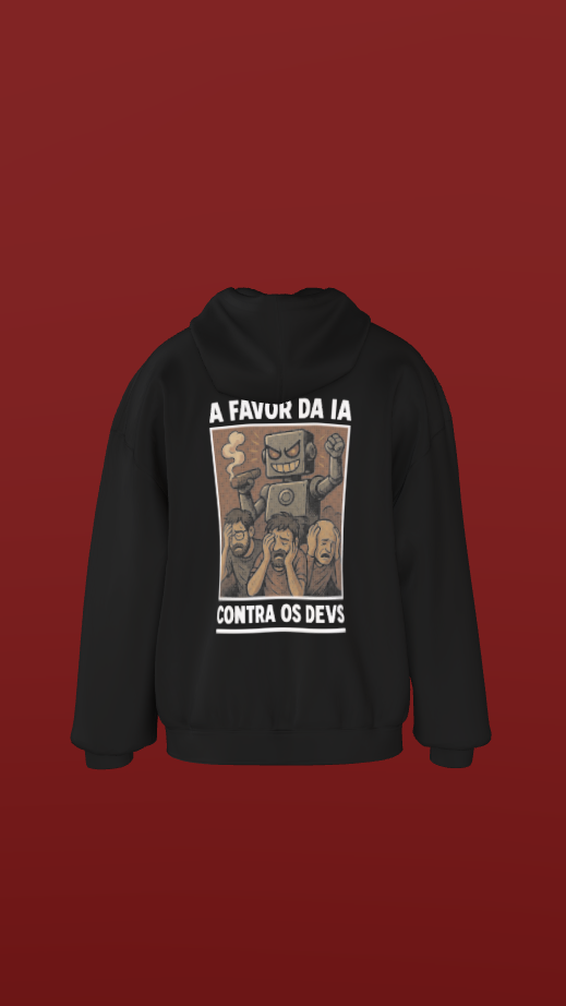 Moletom com Zíper "A Favor da IA, Contra os Devs"
