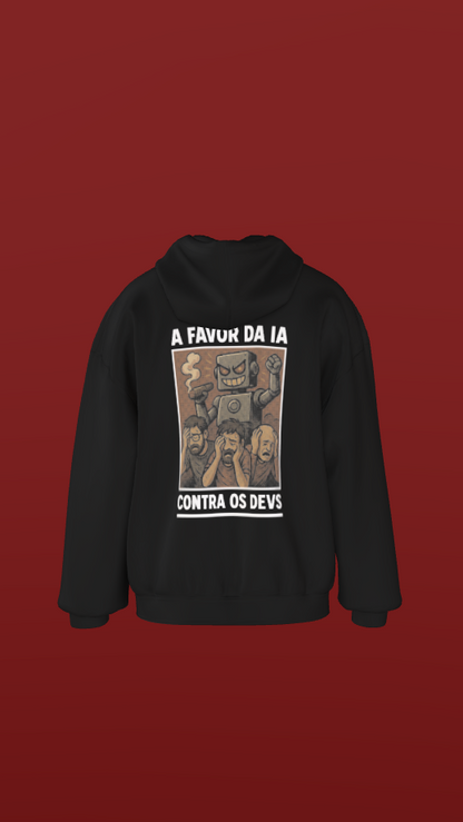 Moletom com Zíper "A Favor da IA, Contra os Devs"