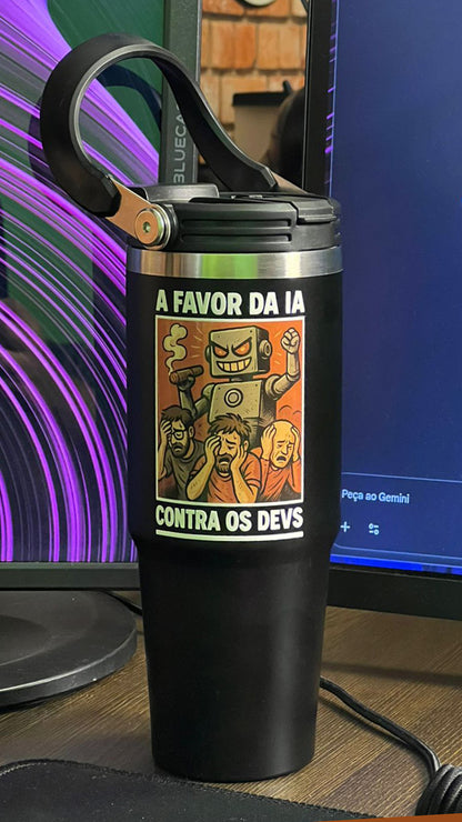 Copo Térmico "A Favor da IA, Contra os Devs" 900ml